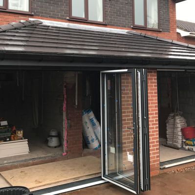 An extension with two bi-folding doors installed by our team