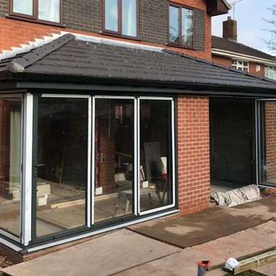 A extension with two bi-folding doors built by our team