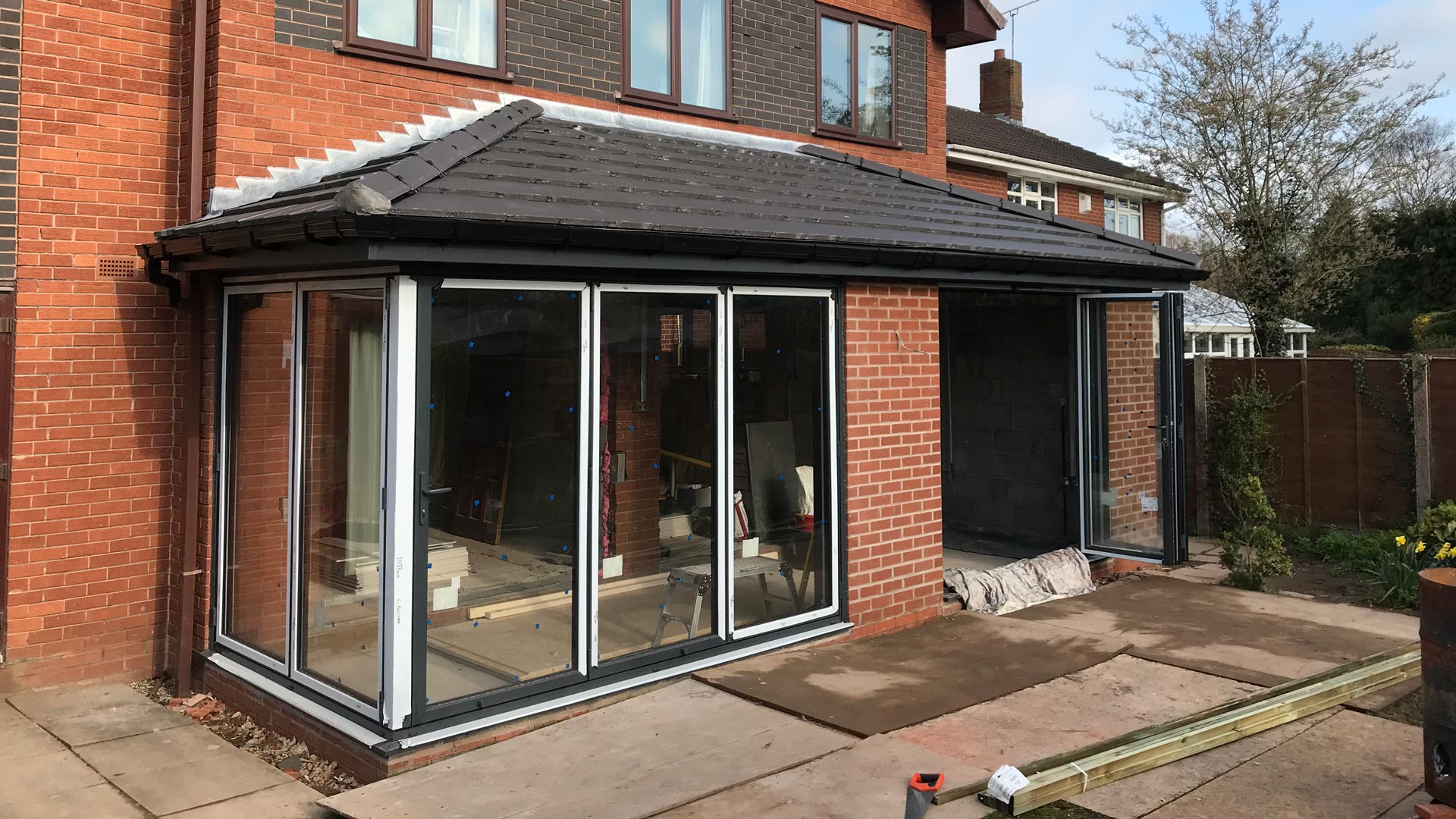 A extension with two bi-folding doors built by our team