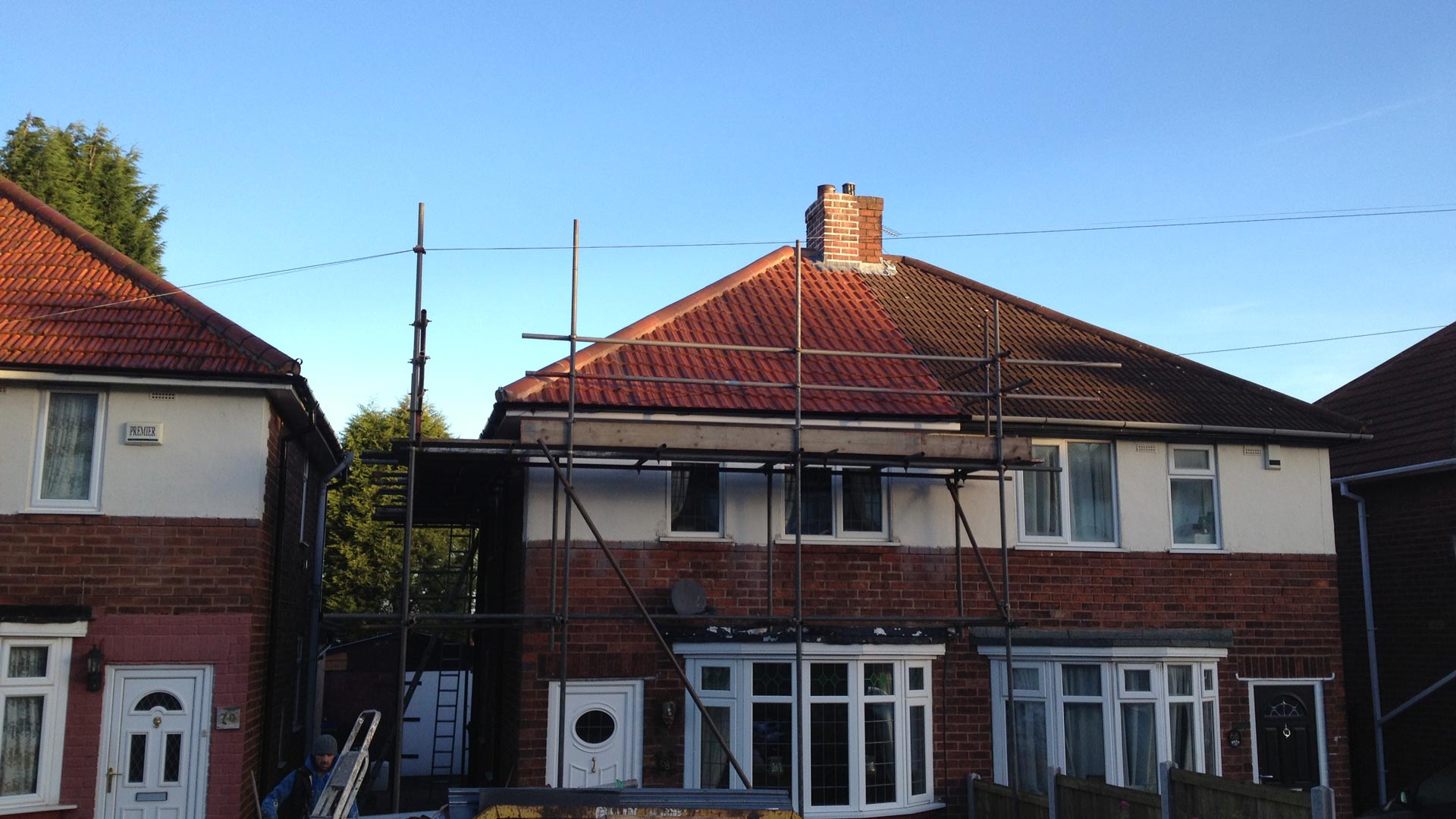 Re-roofing work that is being carried out for a customer